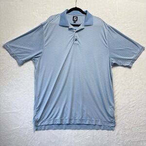 FootJoy Shirt Men XL Blue Stripe Golf Polo Performance Athletic‎ Wicking Stretch